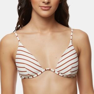 NWT O'Neill Striped Underwire Bikini Top Coconut Shell Sz L
